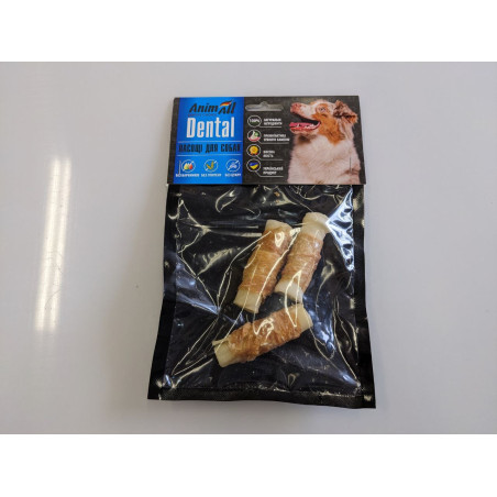 Ласощі AnimAll Dental трубочка рулетик з м'ясом курки, 7-8 см, для собак, 3 шт,