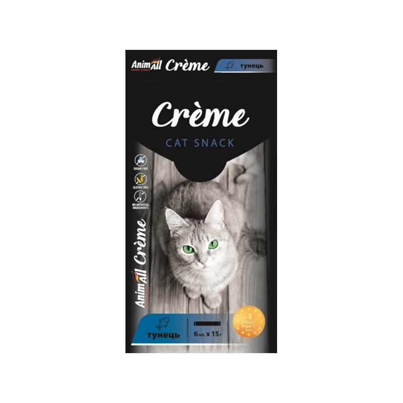 Ласощі AnimAll Сrème для котів зі смаком тунця, 6х15 г