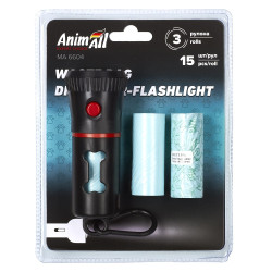 АnimAll диспенсер-ліхтарик зі змінними пакетами 3 рулони/15 шт, червоний