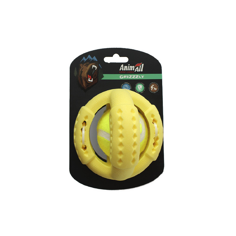 Іграшка AnimAll GrizZzly для собак, тенісний м'яч, жовтий, 11.2 см