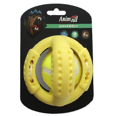 Іграшка AnimAll GrizZzly для собак, тенісний м'яч, жовтий, 11.2 см