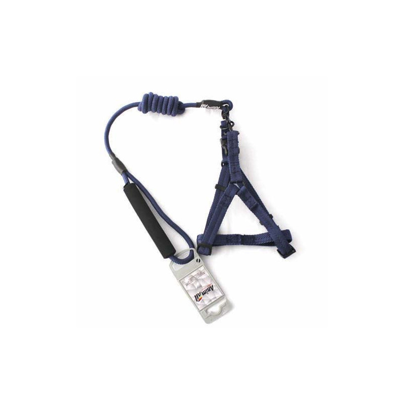 Комплект шлея з повідцем AnimAll для тварин, S, 0.8×120 см/37-46 см, темно-синій