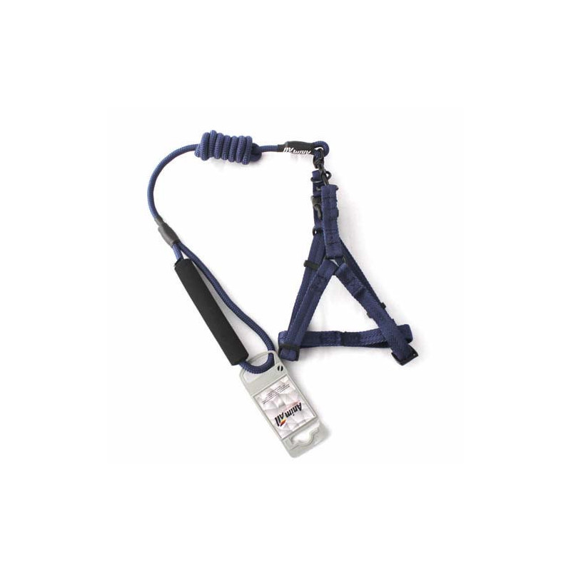 Комплект шлея з повідцем AnimAll для тварин, M, 1×120 см/44-54 см, темно-синій