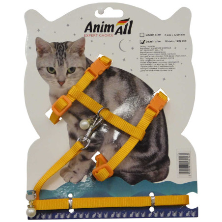 Повідець + шлея AnimAll на блістері для кота, 10х1200 мм