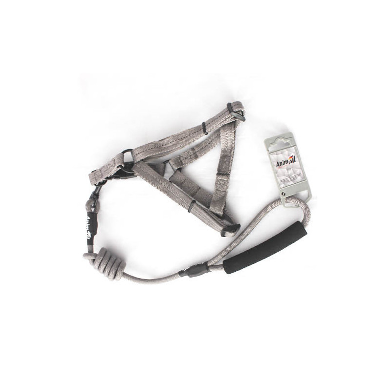Комплект шлея з повідцем AnimAll для тварин, M, 1×120 см/44-54 см, сірий