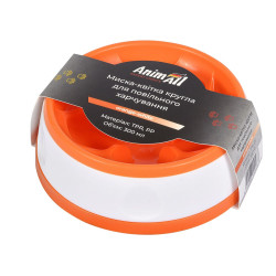 Миска-квітка AnimAll для повільного годування, кругла, 300 мл, помаранчево-біла