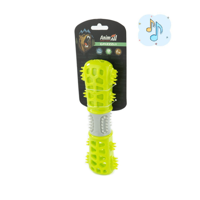 Іграшка AnimAll GrizZzly мультифункціональна кісточка, для собак, 24.4×7.3×5.1 см, зелено-сіра