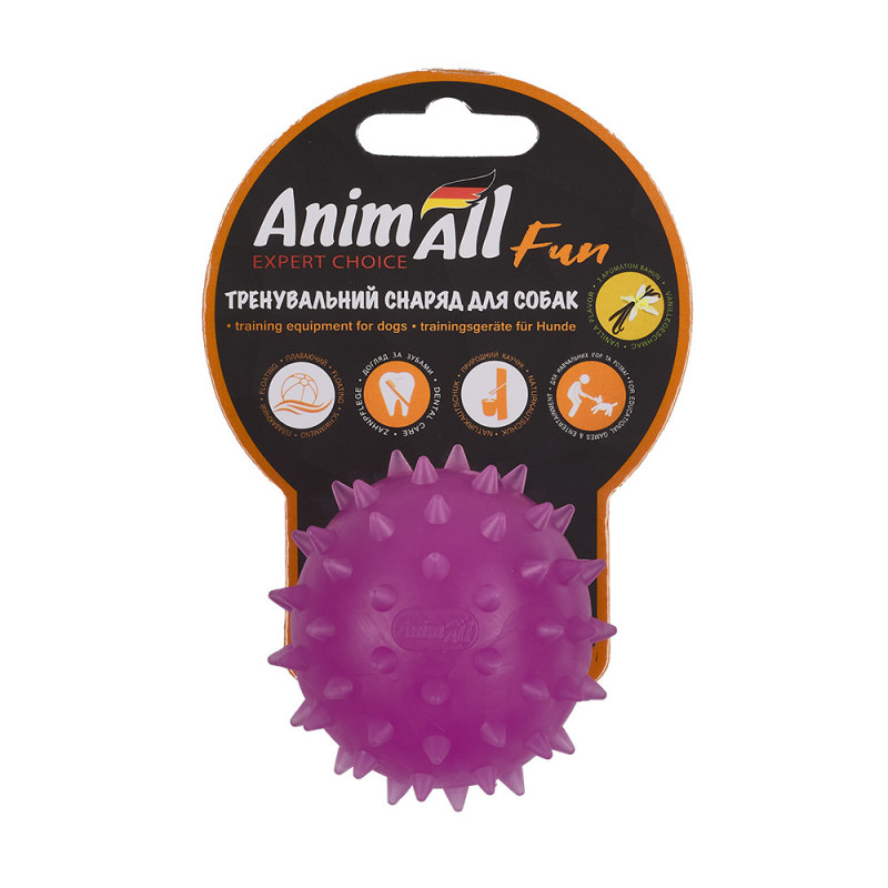 Іграшка AnimAll Fun м'яч каштан для собак, 7 см, фіолетова
