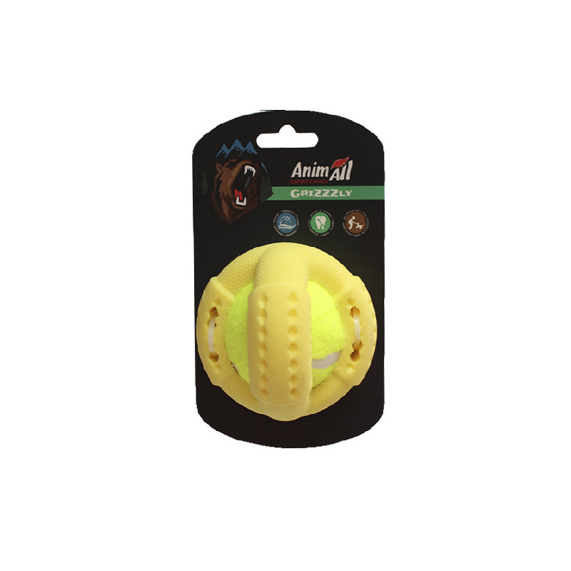 Іграшка AnimAll GrizZzly для собак, тенісний м'яч, жовтий, 9.2 см