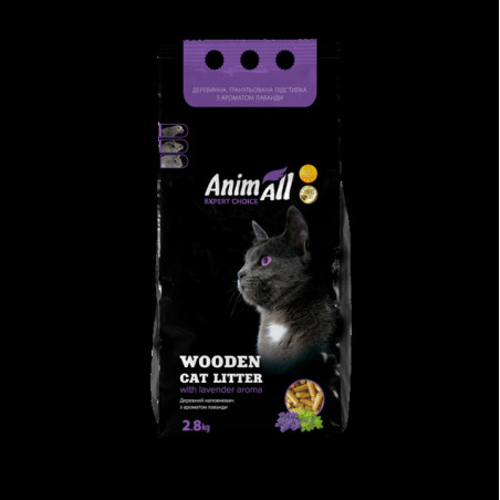 Деревний наповнювач AnimAll з ароматом лаванди, для котів, 2.8 кг