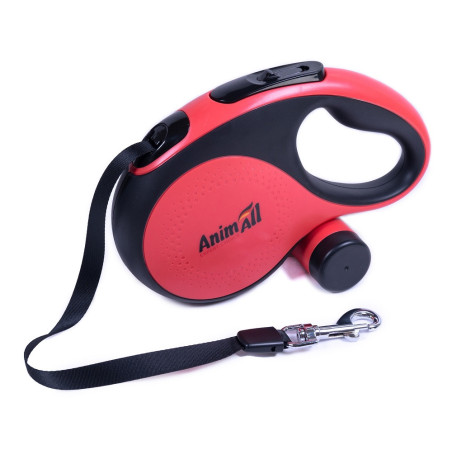 TM AnimAll Рулетка-повідець з диспенсером М до 30 кг/5 метрів, червона