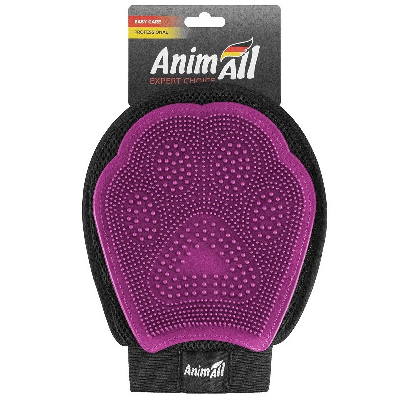 Рукавичка для вичісування шерсті AnimAll Groom для тварин, рожева