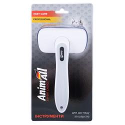 Пуходерка AnimAll Groom для собак і котів, з автоматичною системою очищення, сіра