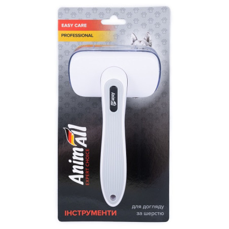 Пуходерка AnimAll Groom для собак і котів, з автоматичною системою очищення, сіра