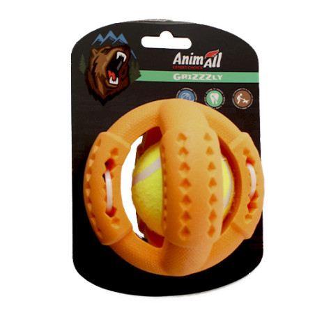 Іграшка AnimAll GrizZzly для собак, тенісний м'яч, жовто-помаранчевий, 11.2 см