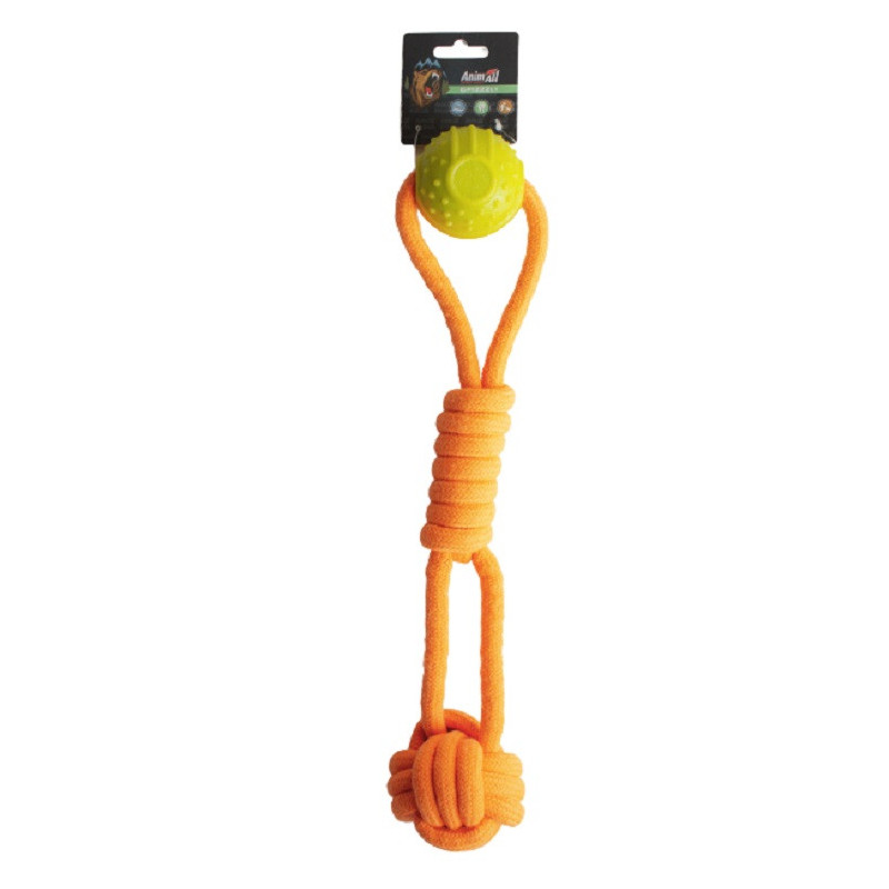 Інтерактивна іграшка AnimAll GrizZzly канат з м'ячиком, помаранчева