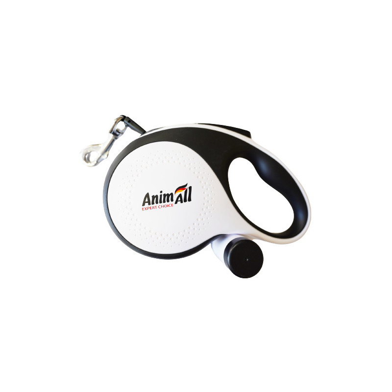 TM AnimAll Рулетка-повідець з диспенсером М до 30 кг/5 метрів, біла