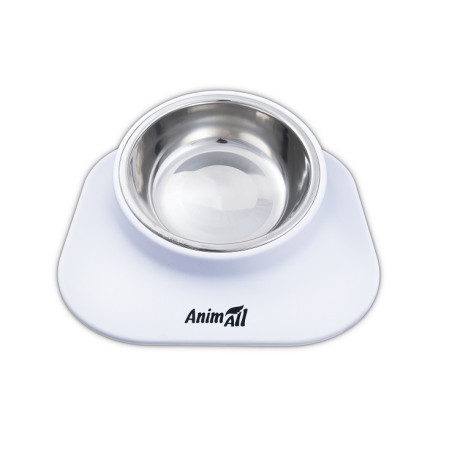 ТМ AnimAll Миска металева на підставці, біла 420 мл