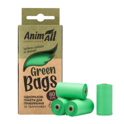 AnimAll GreenBags крохмальні пакети для прибирання, 60шт (4 рулони по 15 шт)