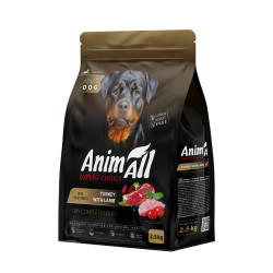 АнімАлл Повнораціонний сухий корм для дорослих собак великих порід зі свіжою індичкою та ягням, 2,5 кг