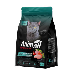 АнімАлл Повнораціонний сухий корм для стерилізованих кішок з куркою та свіжою ягнятиною, 0,4 кг