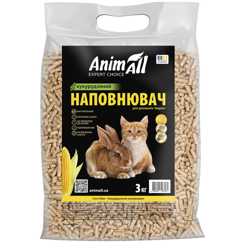 AnimAll Кукурудзяний наповнювач для тварин, 3кг