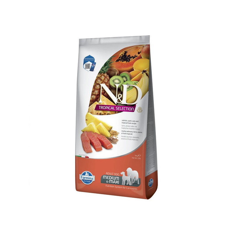 Сухий низькозерновий корм Farmina N&D TROPICAL SELECTION для дорослих собак середніх і великих порід з лососем і тропічними фрук