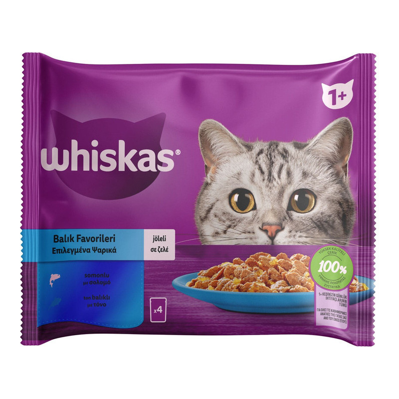 Whiskas тунець, лосось в желе 4х85 г - Корм для кішок