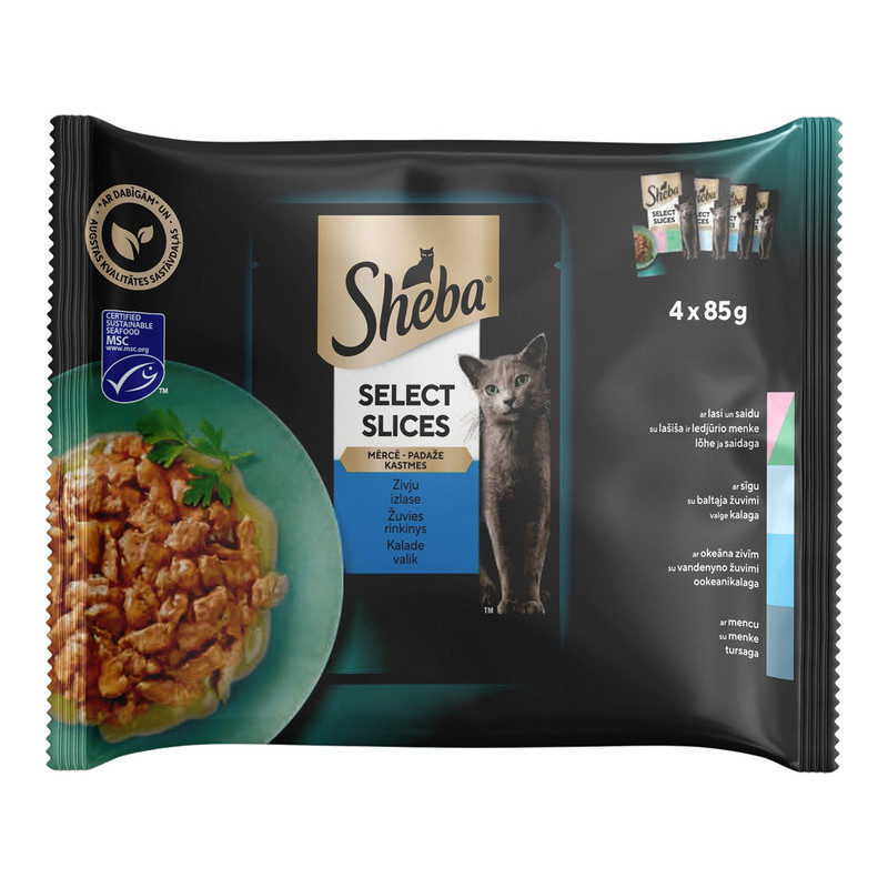 Sheba рибне асорті в соусі Мультипак 4х85 г - Корм для кішок