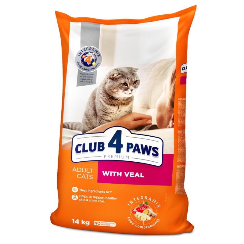 CLUB 4 PAWS Преміум Телятина корм для котів 14 кг