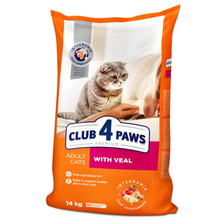 CLUB 4 PAWS Преміум Телятина корм для котів 14 кг
