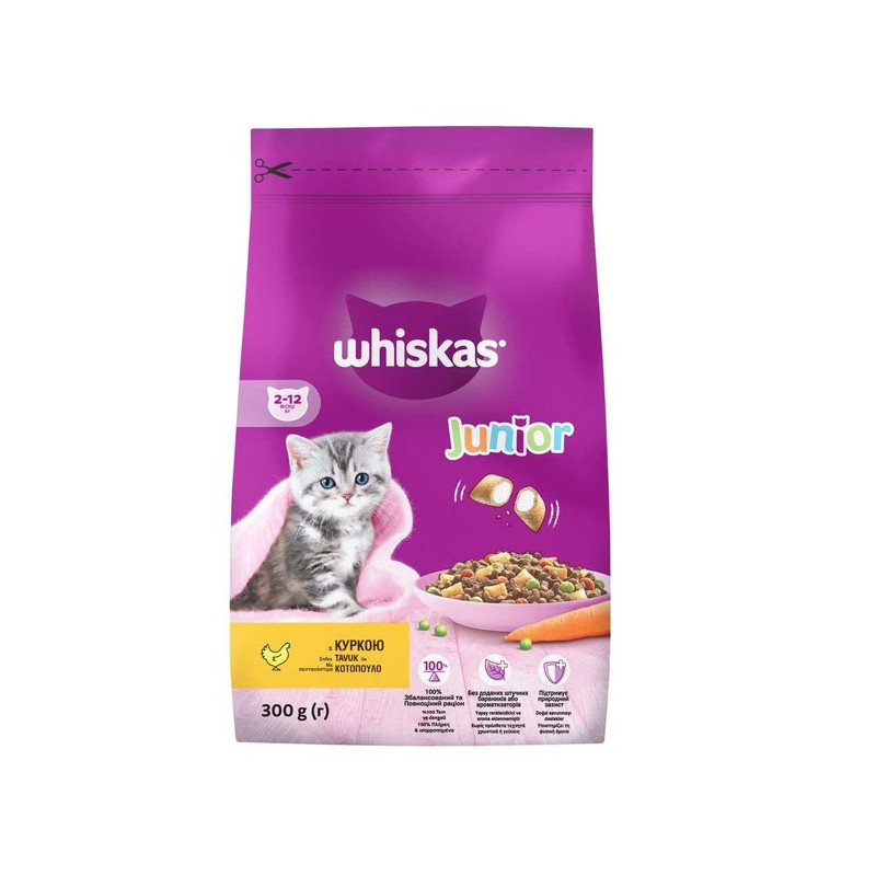 Whiskas junior Сухий корм для кошенят з куркою 300 г