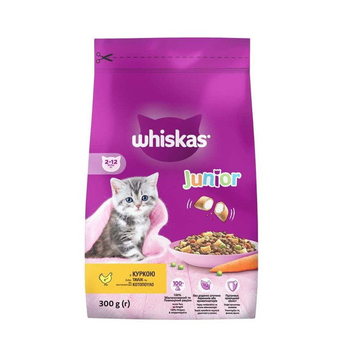 Whiskas junior Сухий корм для кошенят з куркою 300 г