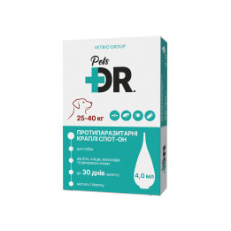 Краплі DR.Pets протипаразитарні спот-он від бліх та кліщів для собак від 25 до 40 кг
