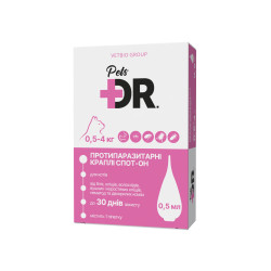 Краплі DR.Pets протипаразитарні спот-он від бліх та кліщів для котів до 4 кг