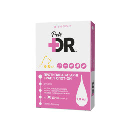 Краплі DR.Pets протипаразитарні спот-он від бліх та кліщів для котів від 4 до 8 кг