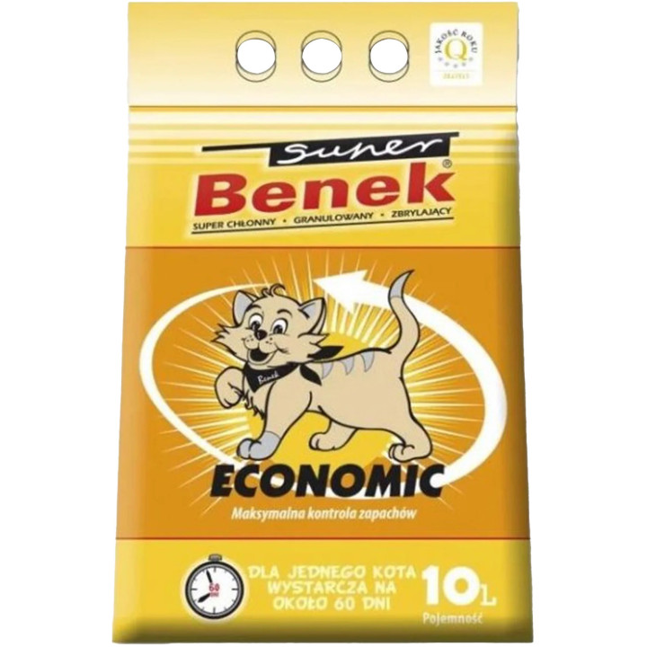 Гігієнічний наповнювач для котячих туалетів Super Benek Economic 10 л