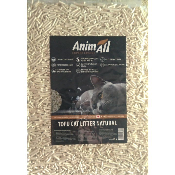 AnimAll Тофу Класик: еко-соєвий наповнювач для котячих туалетів 6 л