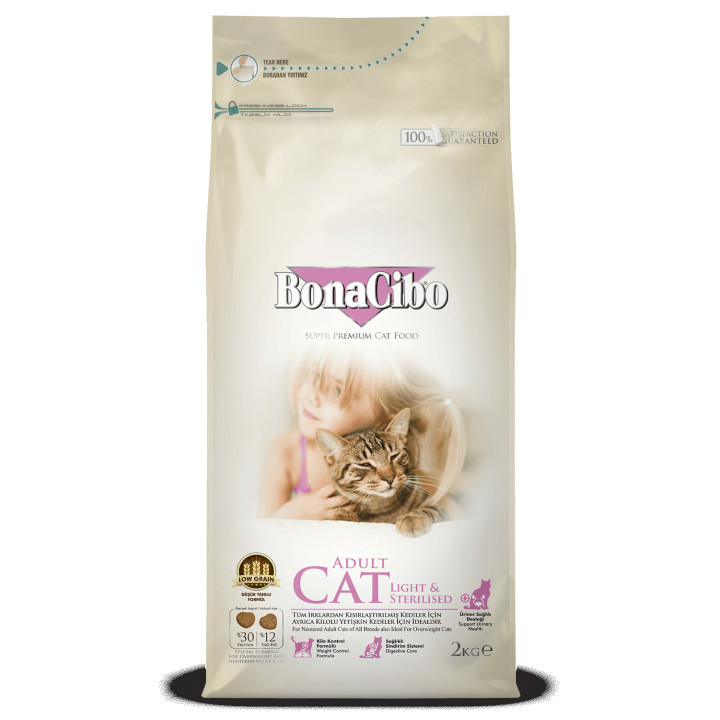 Купити корм BONACIBO ADULT CAT LIGHT & STERILISED з доставкою по Україні 2 кг