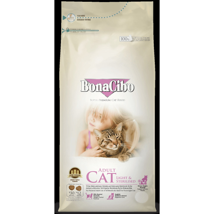 Купити корм BONACIBO ADULT CAT LIGHT & STERILISED з доставкою по Україні 5 кг