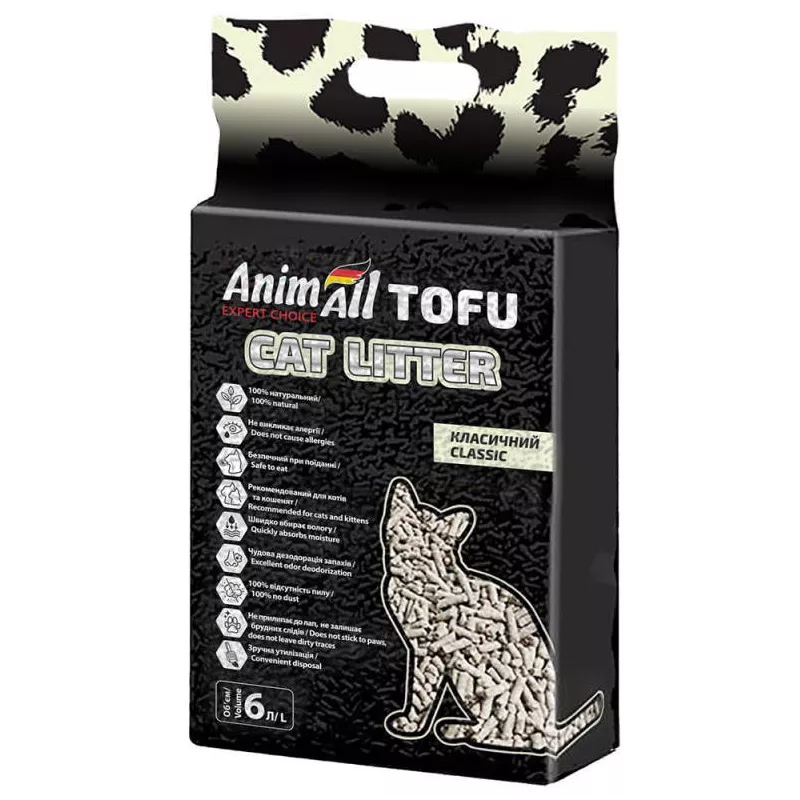 AnimAll Тофу Класик: еко-соєвий наповнювач для котячих туалетів 6 л