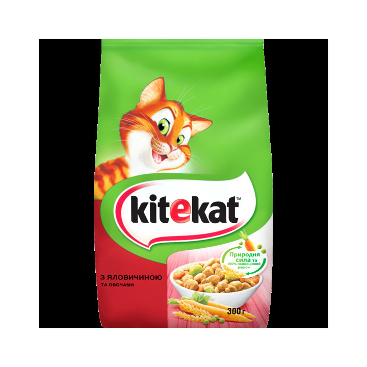 KITEKAT З Яловичиною Та Овочами Сухий Корм Для Кішок 300 Г