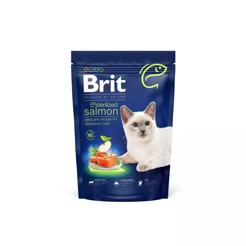 Корм Brit Premium Сухий Для Стерилізованих Котів Бріт Преміум Бай Нейчер Кет Стерилайзд З Лососем 800г Арт.171856