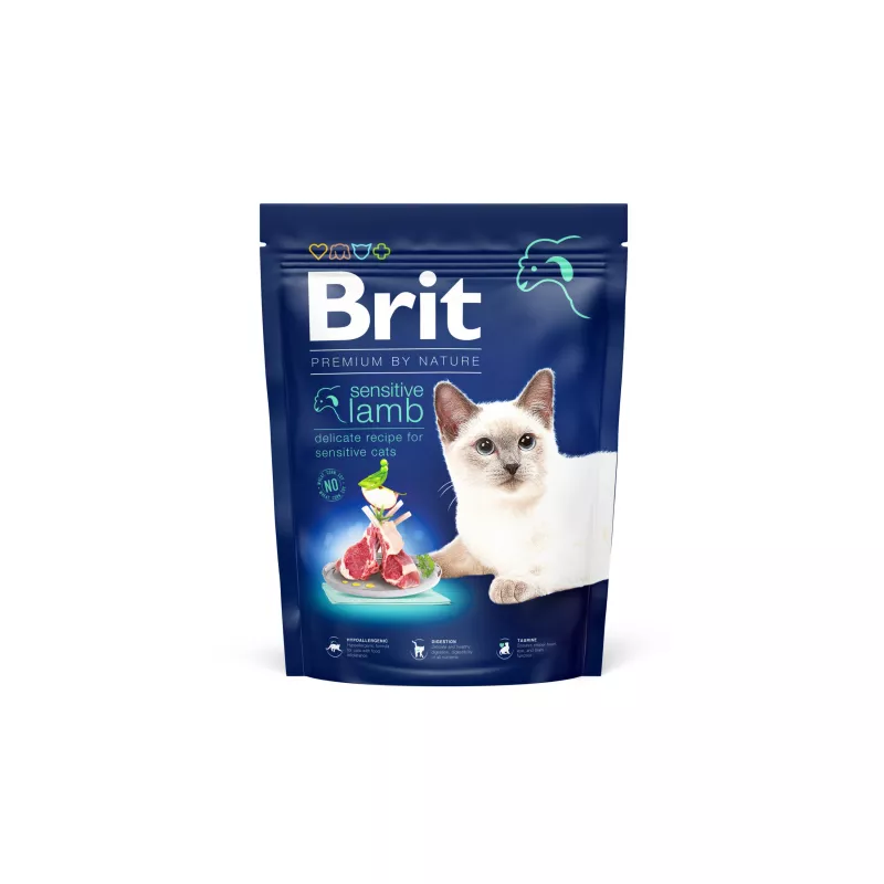 Корм Brit Premium Сухий Для Котів З Чутливим Травленням Бріт Преміум Бай Нейчер Кет Сенситів З Ягням 300г Арт.171849