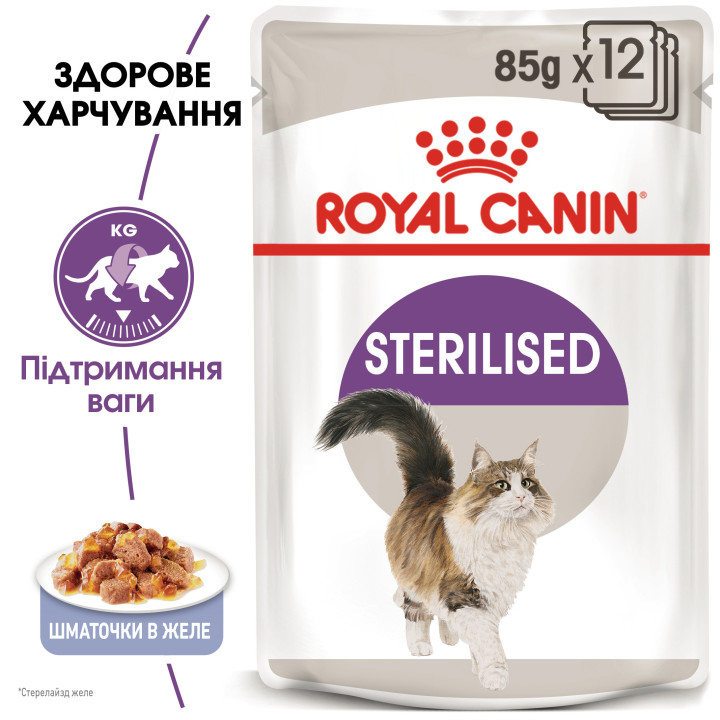 Royal Canin Sterilised Jelly 0.085 кг | Вологий корм в желе для стерилізованих котів