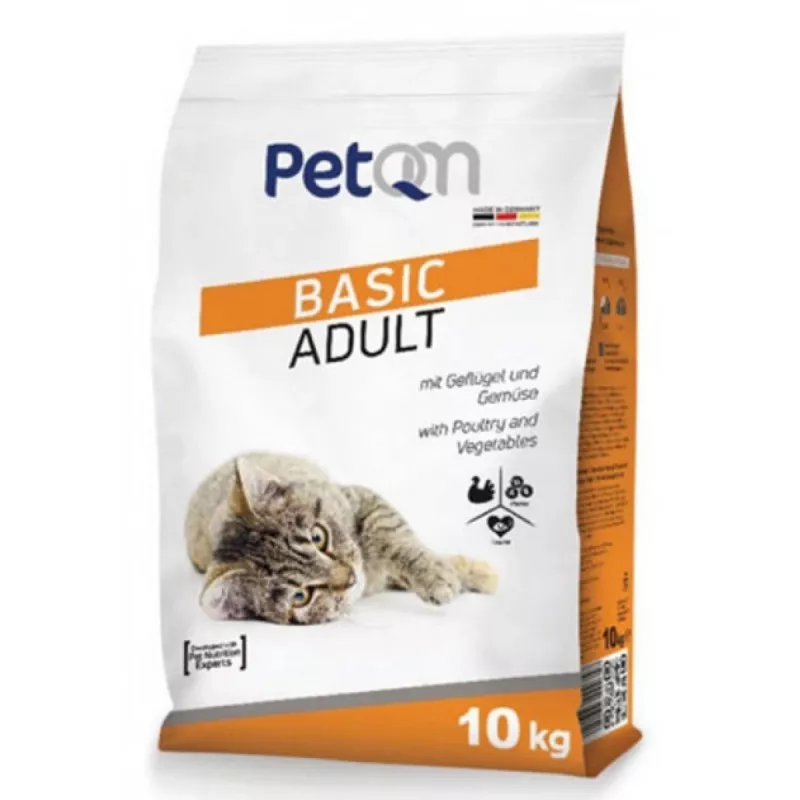 Збалансований сухий корм PetQM Cat Basic Adult з птицею та овочами - здорове харчування для вашої дорослої кішки