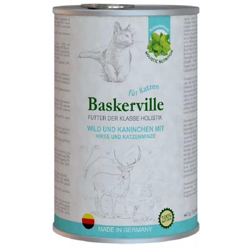 Baskerville Консерви Для Котів Holistic Олень Кролик Мята 400 Г