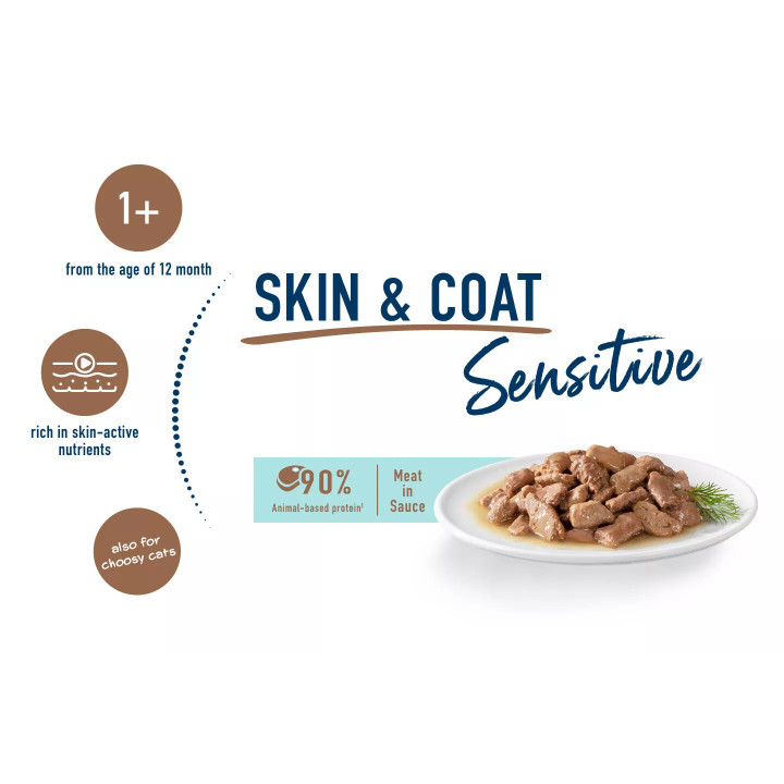 Вологий корм з м'ясом птиці та лососем для котів Sensitive Haut&Fell 85 г