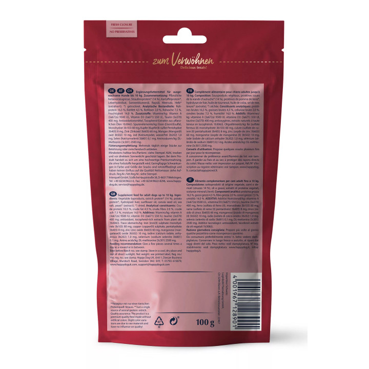 SoftSnack Mini Africa м'які Снеки для собак зі страусом і картоплею 100 г